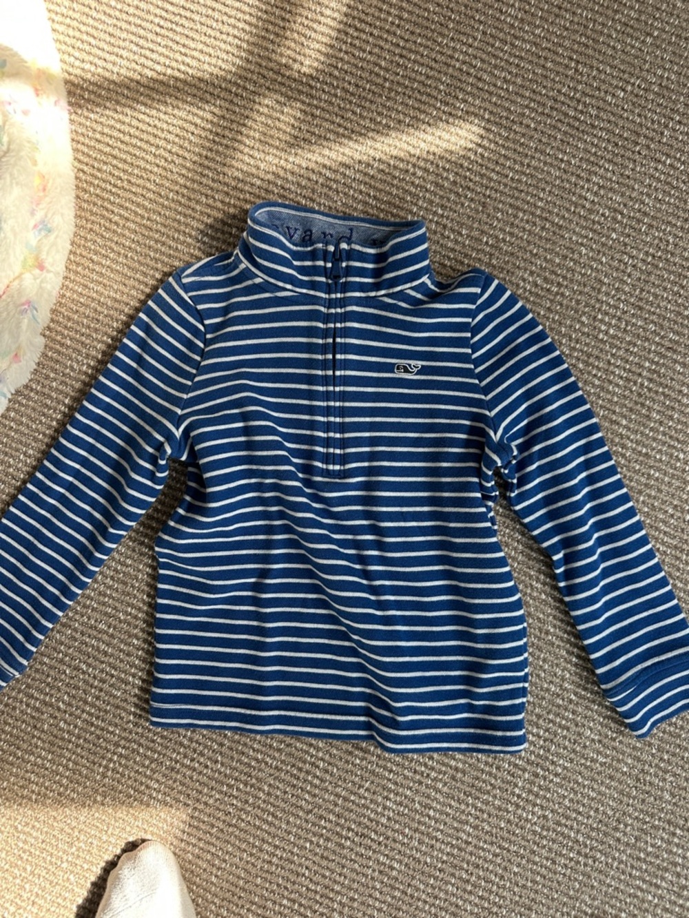 Vineyard Vines Navy & White Striped Half-Zip Pullover